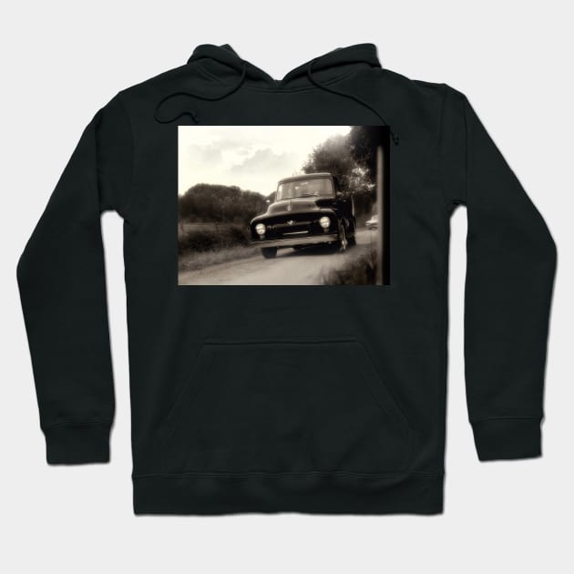 1954 FORD F-100, black white Hoodie by hottehue